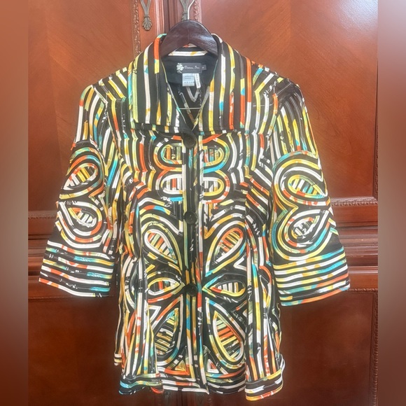 Damee INC NWOT butterfly pattern swing jacket, multicolor Stunning! sz sm - Picture 4 of 10